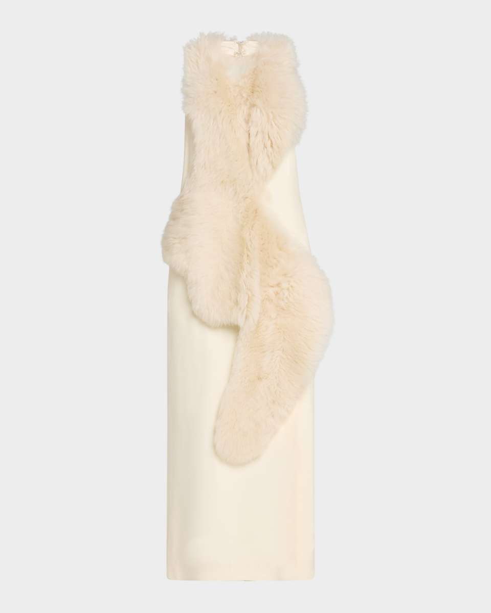 Goat Shearling Halter Midi Dress